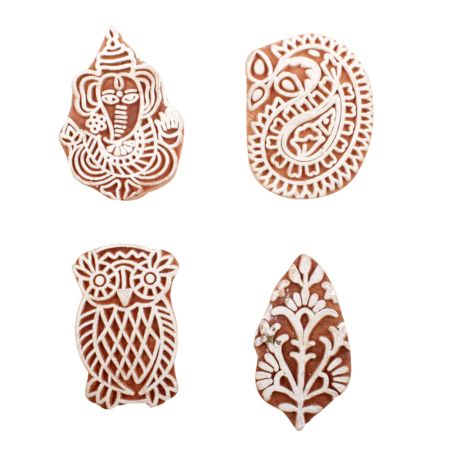 Set of 4 Piece New Mix Wooden Printing Block